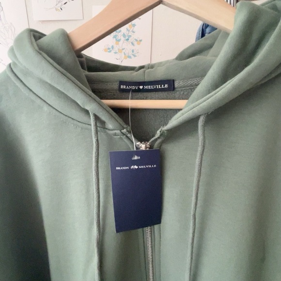 ｛Brandy❤️Melville｝Brand New Christy Hoodie/onesized fit, zip-up - Picture 4 of 10